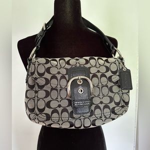 AUTHENTIC COACH Classic Signature Fabric Small Shoulder Bag